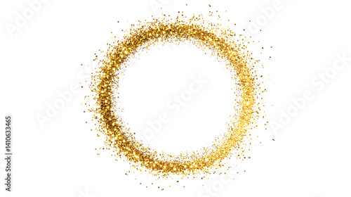 A gold circle with a lot of glitter on it