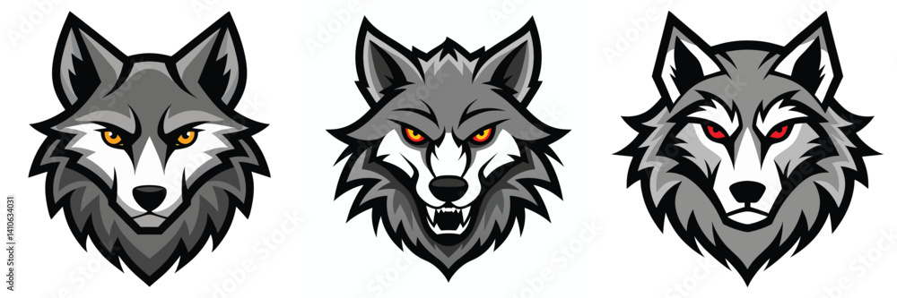 Obraz premium bundle of wolf heads, wolf face