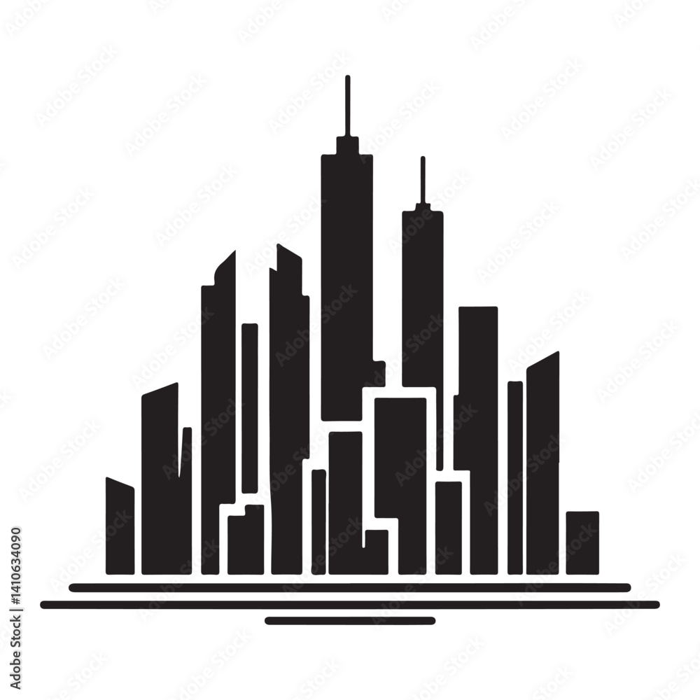 Obraz premium Modern City Skyline Silhouette Vector Art