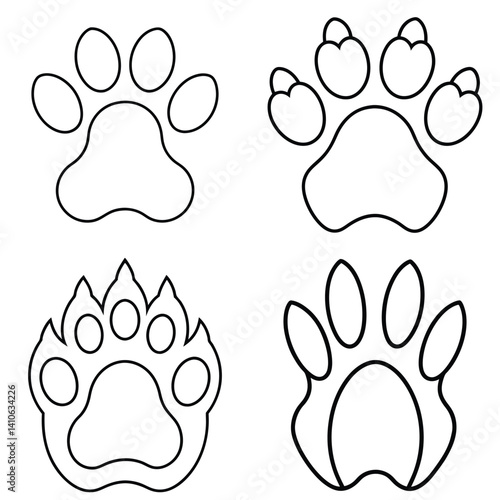 collection of animal footprints, animal paw vector