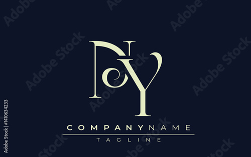 NY abstract Logo. Elegantly Designed Minimalist Monogram Logo with Stylish Lettering. Sophisticated and sleek minimalist monogram showcasing unique lettering design.
