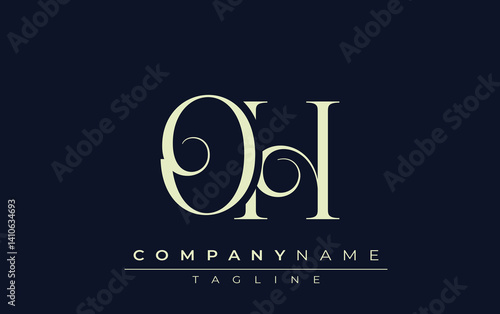 OH abstract Logo. Elegantly Designed Minimalist Monogram Logo with Stylish Lettering. Sophisticated and sleek minimalist monogram showcasing unique lettering design.