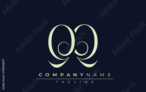 QQ abstract Logo. Elegantly Designed Minimalist Monogram Logo with Stylish Lettering. Sophisticated and sleek minimalist monogram showcasing unique lettering design.