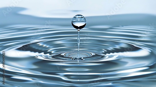 Captivating view of a water droplet hitting the surface, creating ripple patterns