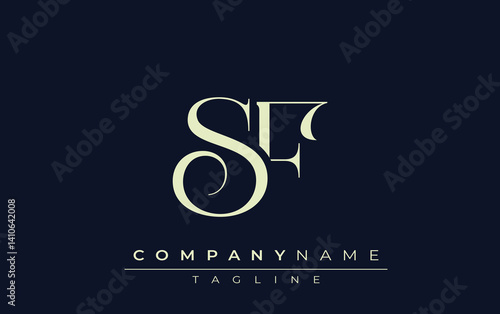 SF abstract Logo. Elegantly Designed Minimalist Monogram Logo with Stylish Lettering. Sophisticated and sleek minimalist monogram showcasing unique lettering design.