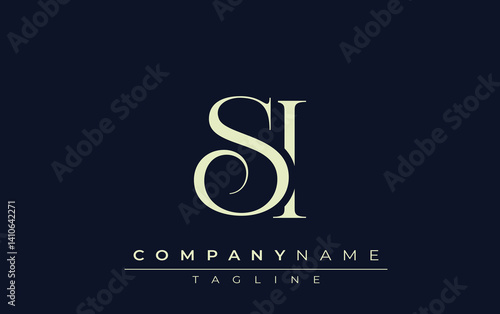 SI abstract Logo. Elegantly Designed Minimalist Monogram Logo with Stylish Lettering. Sophisticated and sleek minimalist monogram showcasing unique lettering design.