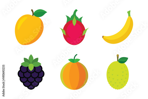 Wallpaper Mural A set of fruits colorful vector illustration Torontodigital.ca