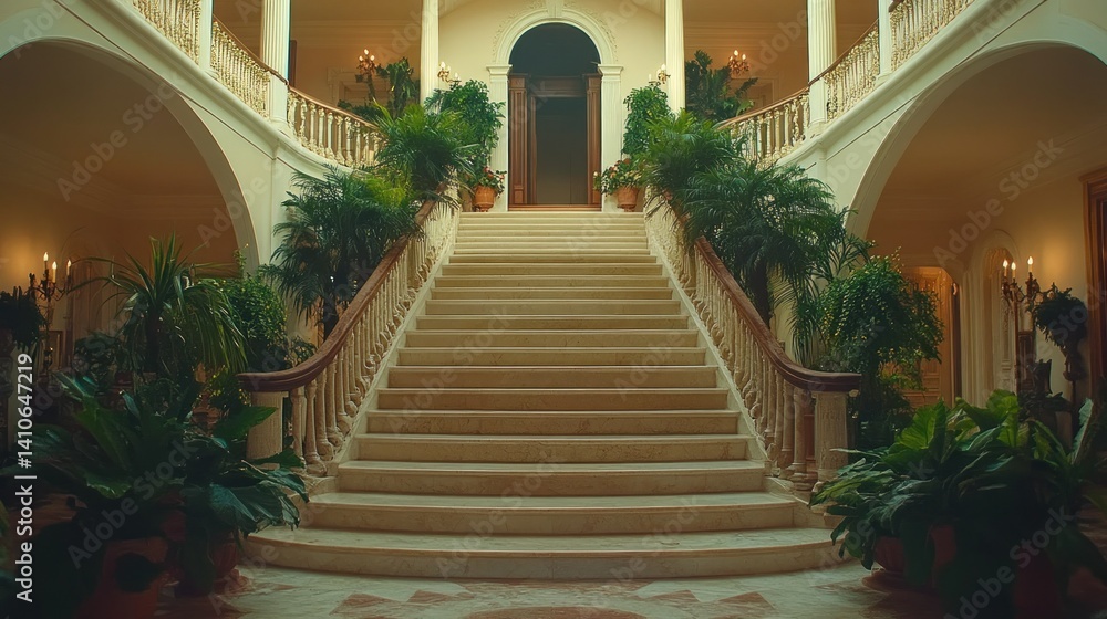 Fototapeta premium Grand Staircase in Elegant Mansion