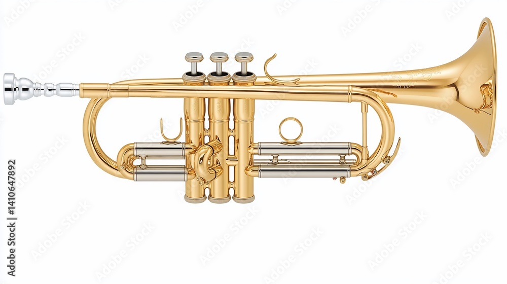 Obraz premium Brass instrument, musical trumpet