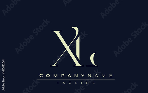 XL abstract Logo. Elegantly Designed Minimalist Monogram Logo with Stylish Lettering. Sophisticated and sleek minimalist monogram showcasing unique lettering design.