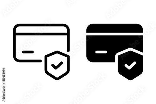 credit card with shield and checkmark set. representing secure and protected online payments. Suitable for websites, apps