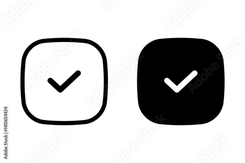 Check mark in square icon set. Ideal for use in checklists, to-do lists, user interfaces, or positive confirmation