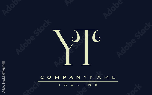 YT abstract Logo. Elegantly Designed Minimalist Monogram Logo with Stylish Lettering. Sophisticated and sleek minimalist monogram showcasing unique lettering design.