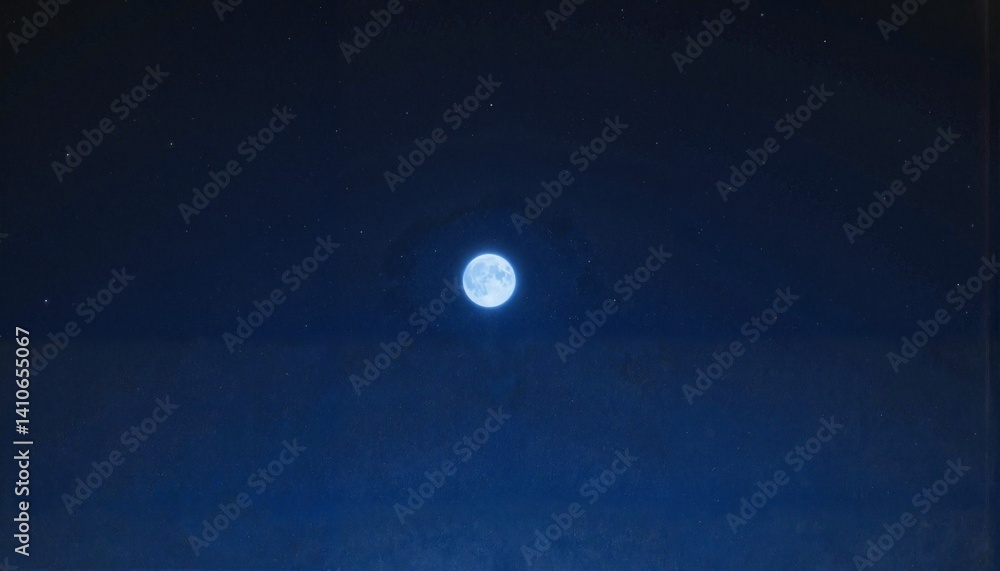Fototapeta premium Full moon glowing in starry night sky