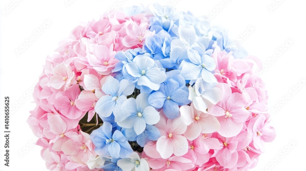Fototapeta premium Vintage watercolor bouquet of pink and blue flowers, evoking timeless elegance and delicate charm 