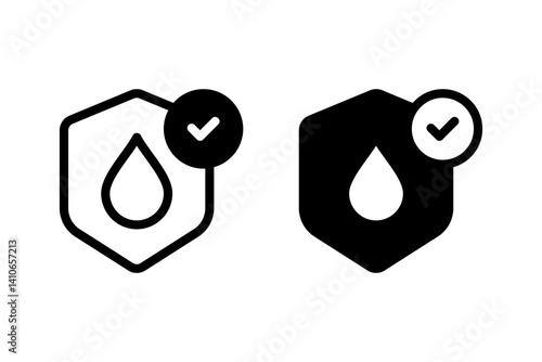 Waterproof or water resistant icon set. Ideal for product packaging, labels, and websites related to waterproofing, protection, and quality assurance