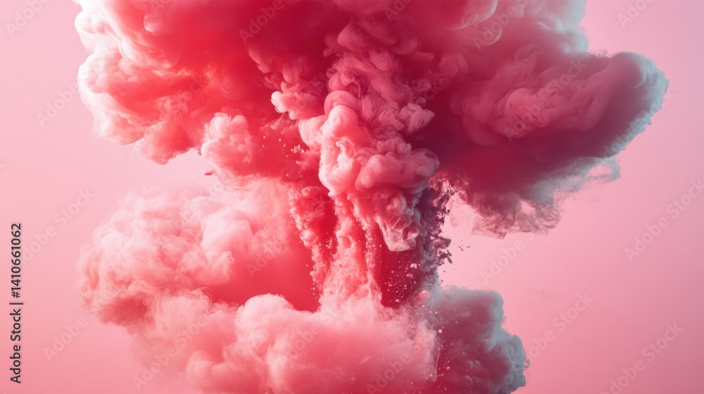 Fototapeta premium Pink ink explosion against a vibrant backdrop.