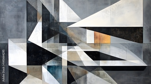Abstract Geometric Grey and White Canvas Art