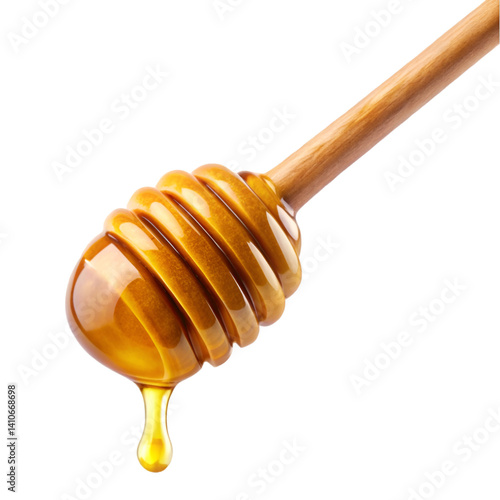 honey dripping from wooden dipper