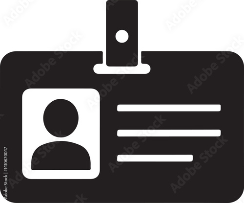 ID card vector icon. Identification card flat sign design. ID card pictogram sign. Member card symbol pictogram. VIP person icon