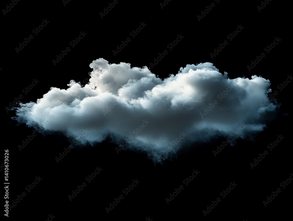 Isolated Cumulus Cloud Against Black Isolated Cumulus Cloud Against Black