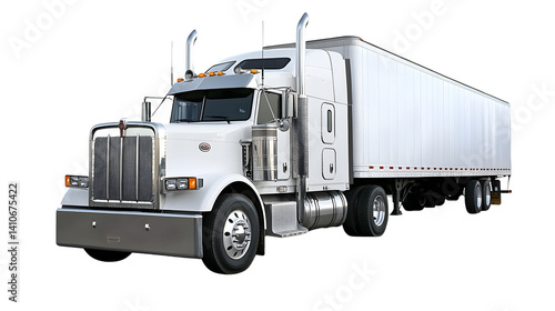 A sleek white semitruck with a long trailer perfect for logistics and transportation imagery