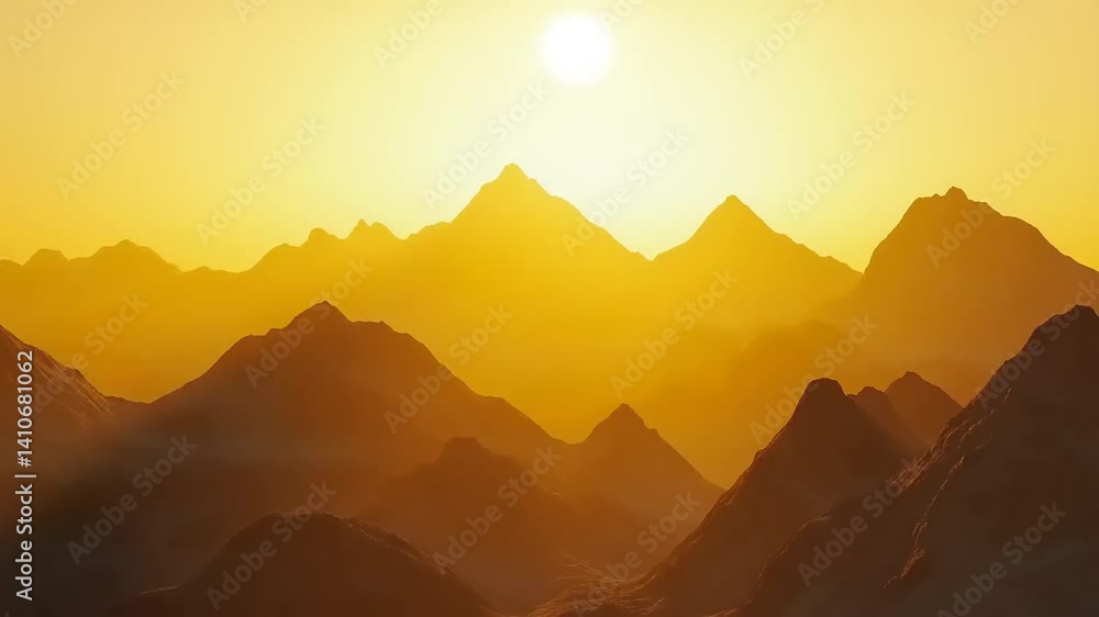 Golden mountain range bathed in a warm sunset glow Golden mountain range bathed in a warm sunset glow