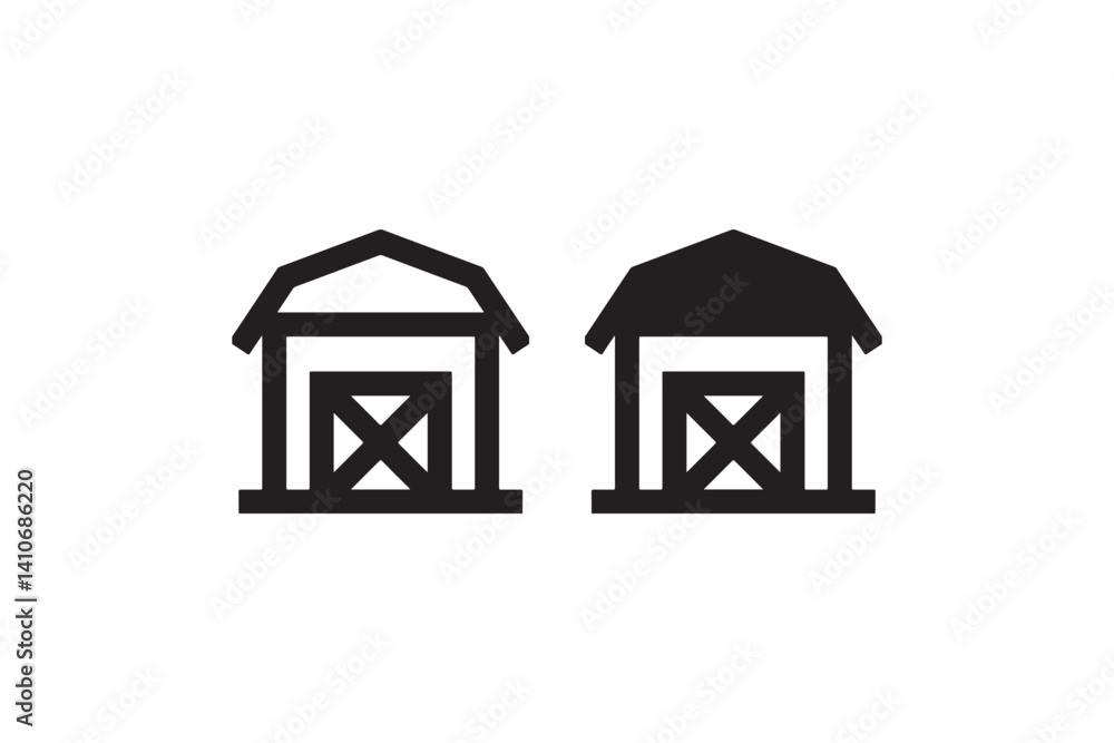Farm barn icon in outline and solid style Vector Farm barn icon in outline and solid style Vector