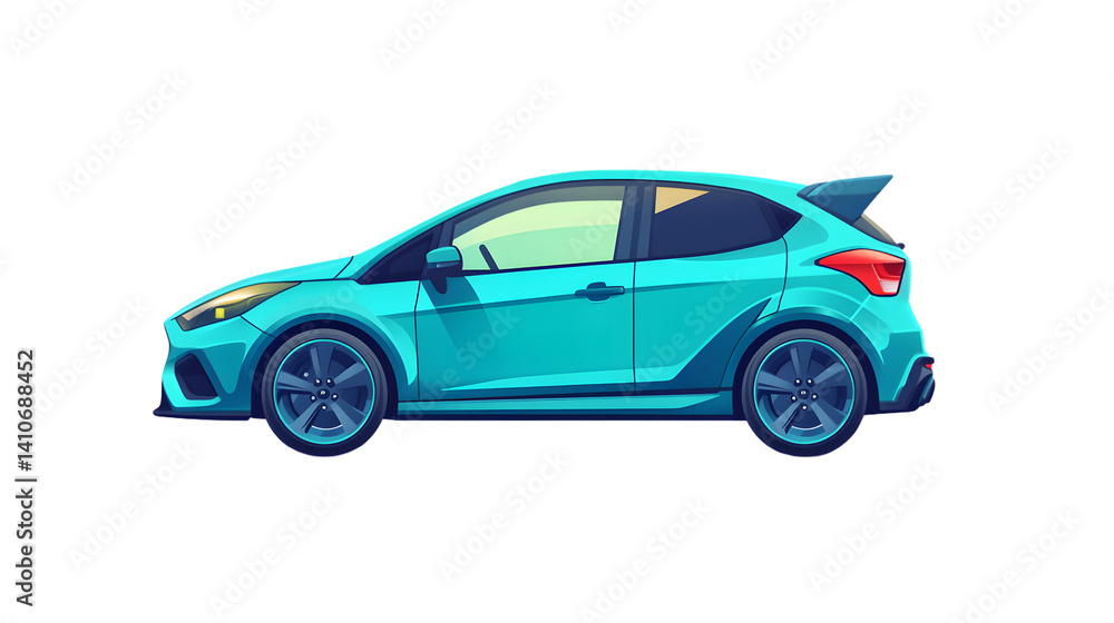 A vibrant turquoise compact car with sleek design and sporty features ideal for automotive ent A vibrant turquoise compact car with sleek design and sporty features ideal for automotive ent