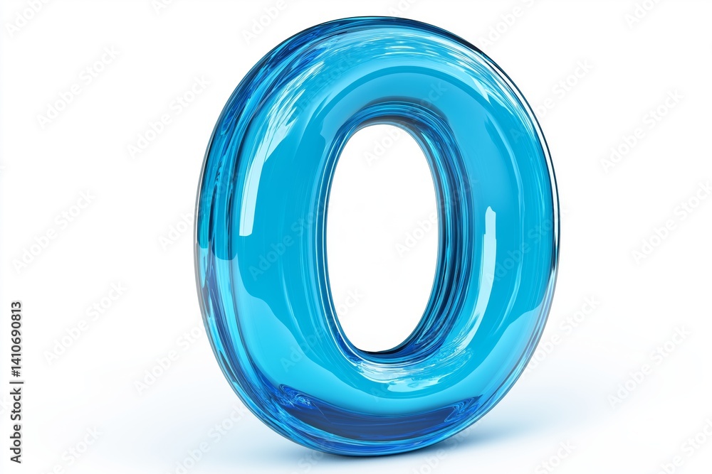 Blue number zero in transparent glass design with smooth glossy surface symbolizing clean minimalism and futuristic digital style, Generative AI Blue number zero in transparent glass design with smooth glossy surface symbolizing clean minimalism and futuristic digital style, Generative AI
