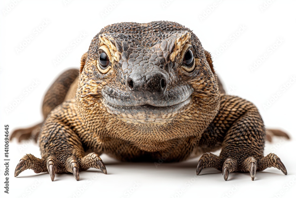 Obraz premium Captivating closeup of a monitor lizard with detailed scales and intense gaze