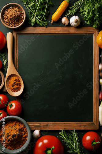 Blank chlkboard with wooden border mockup
