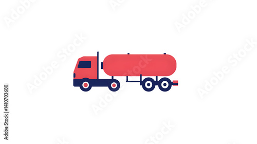 A red tanker truck on a transparent background ideal for transportation and logistics designs