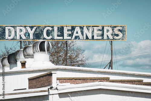 Old retro dry cleaners sign