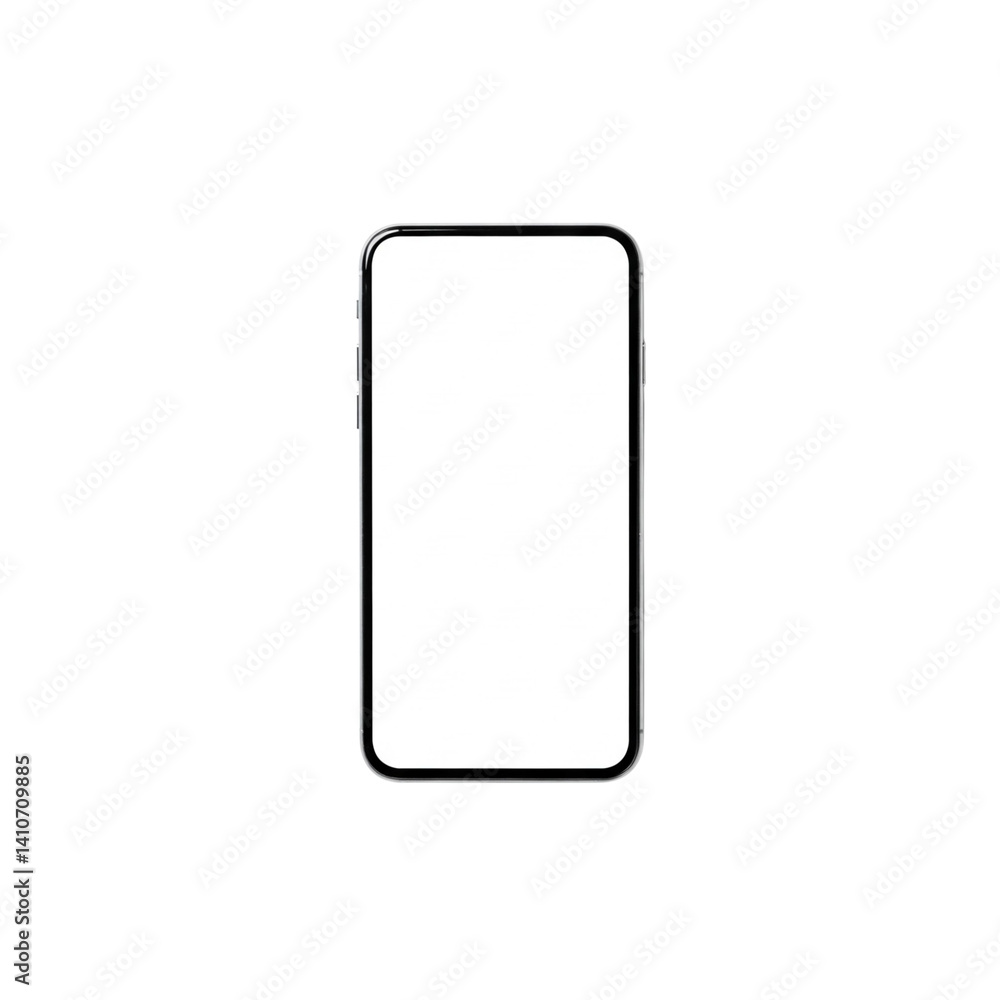 A sleek black smartphone displaying a blank screen ready for your app or design against a plain white background. A sleek black smartphone displaying a blank screen ready for your app or design against a plain white background.