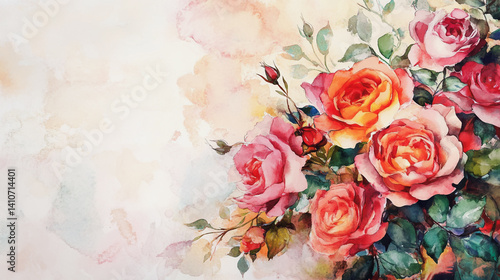 watercolor botanical Lilly flowers texture template background.Elegant wedding invitation card background . Minimal hand painted Design for wedding or Valentine's Day