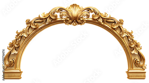 A gold archway with a lot of detail and a lot of gold