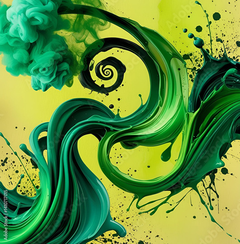abstract green background with swirls