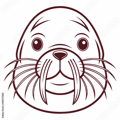 "Walrus Head Vector - High-Quality Animal Graphic Design File"
