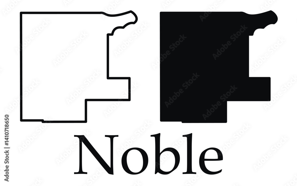 Noble (Oklahoma) city map with black border outline vector Noble (Oklahoma) city map with black border outline vector