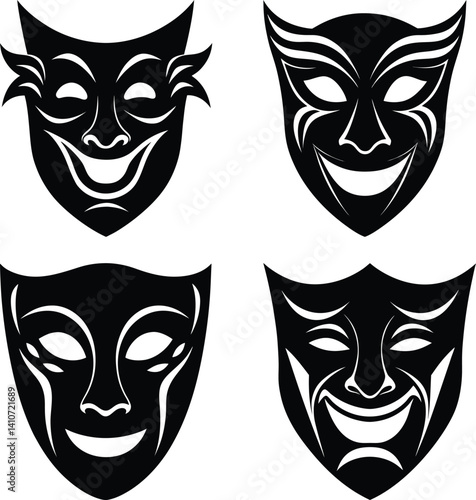 Drama Mask Silhouette vector