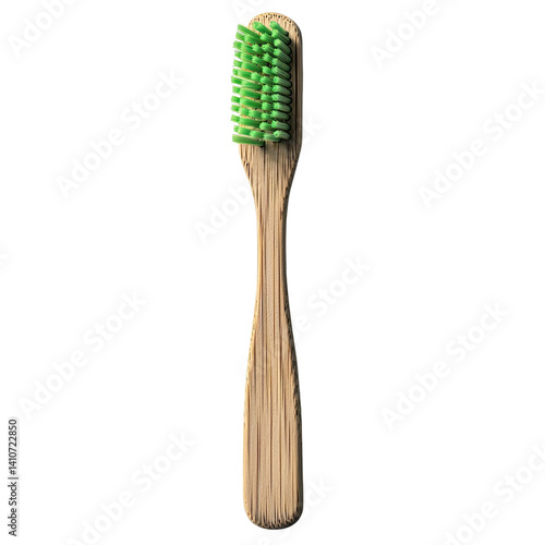 Pet products Eco-friendly bamboo toothbrush with green bristles, isolated. pet care