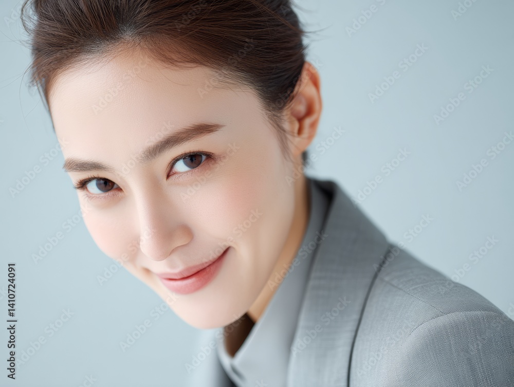 Smiling Asian Woman in Business Attire, Portrait of Joyful and Confident Female Smiling Asian Woman in Business Attire, Portrait of Joyful and Confident Female