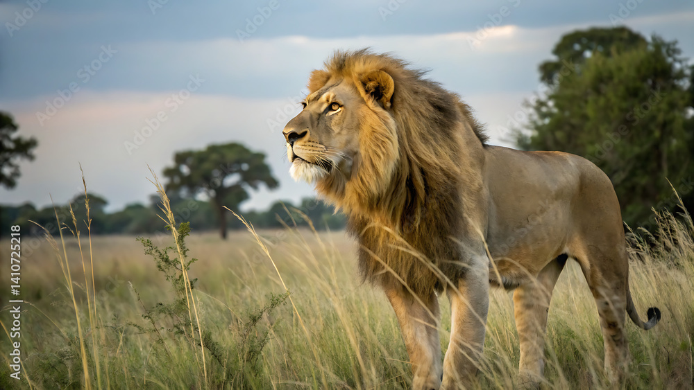 Obraz premium A lion pride walking through the dry savanna towards the camera, beautiful male lions in the middle. Kruger National Park.