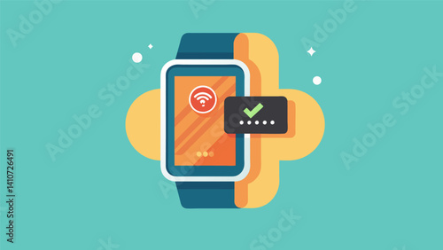 A user receives a notification from their fitness tracker reminding them to take a break and move around after being sedentary for too long.. Vector illustration