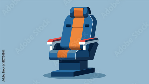 The pilots seat is fully adjustable allowing them to find the perfect position for maximum comfort during the flight with lumbar support and a customizable headrest.. Vector illustration