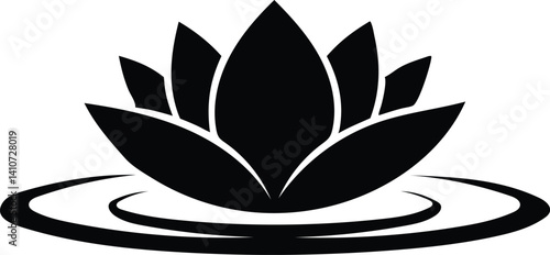 a sleek water lily silhouette vector icon