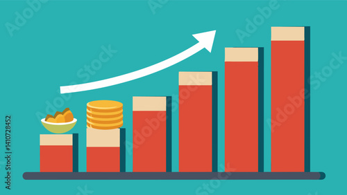 The bars on the chart are shooting upwards like skyscrs indicating the astronomical cost of food.. Vector illustration