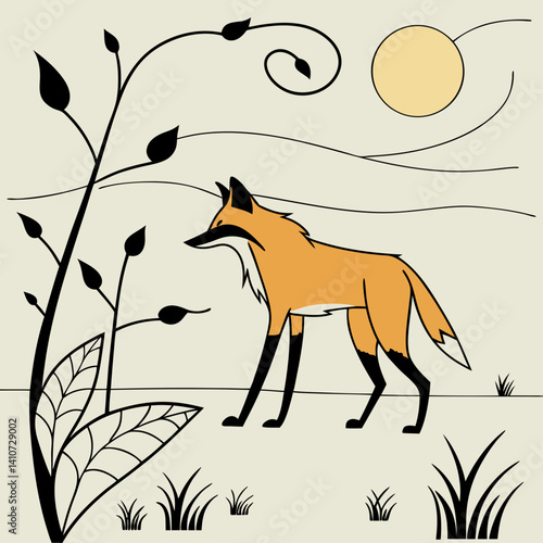 Majestic Maned Wolf with golden-red coat, South America’s tallest wild canid, illustrated in its natural Cerrado habitat.