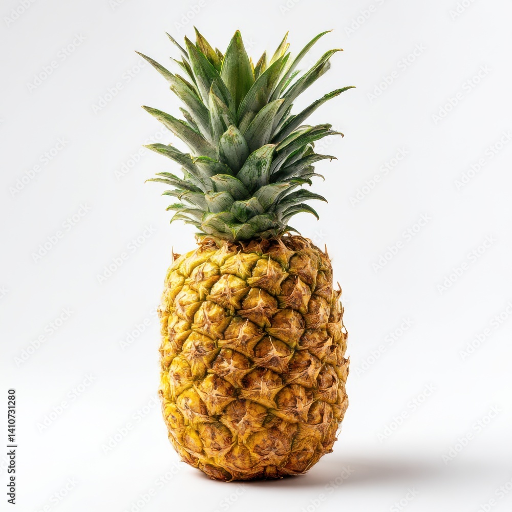Close up of a single pineapple isolated on white background Close up of a single pineapple isolated on white background